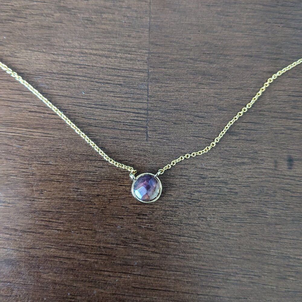 Amethyst stone necklace - gold adjustable length chain